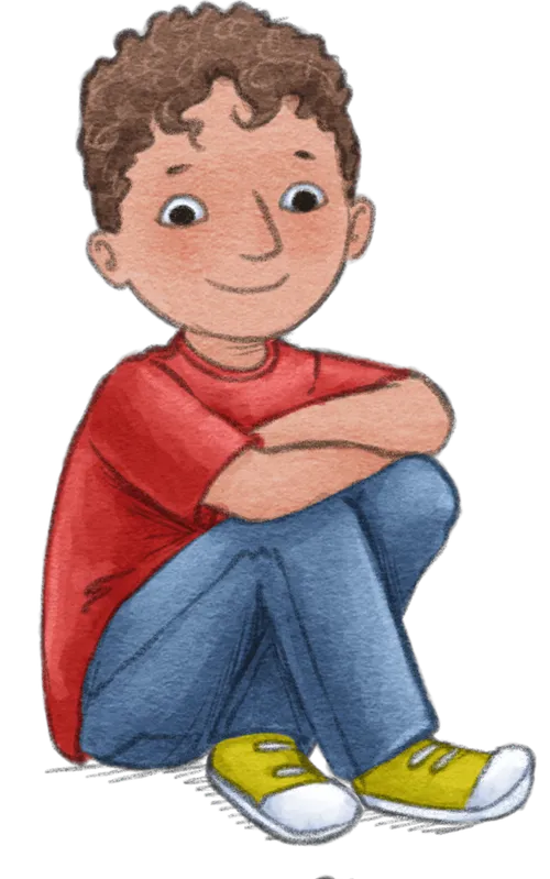 Boy sitting with arms folded