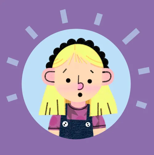 Illustration of little girl looking surprised