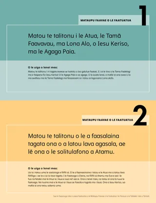 Mataupu Faavae o le Faatuatua 1–2 Pepa Faalauiloa