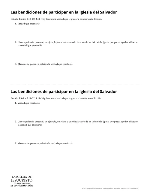volante Las bendiciones de participar en la Iglesia del Salvador