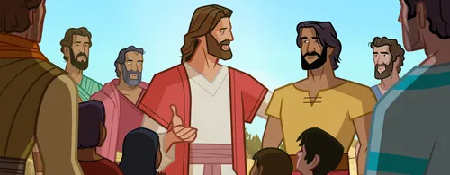 Jesus teaches His disciples to be like little children.