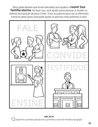 página 19 do livro de colorir Reunir a Família de Deus
