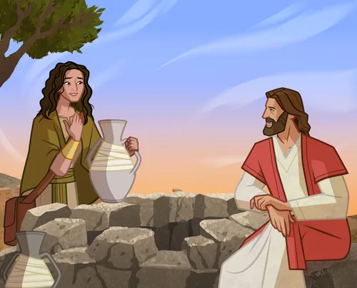 Jesus telling the woman that He is the Savior.
