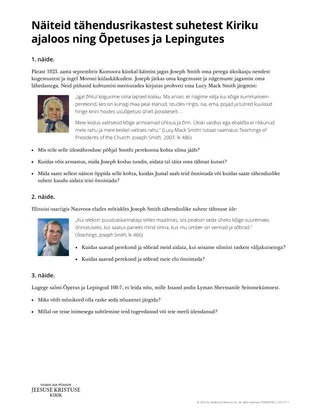 Näiteid tähendusrikastest suhetest Kiriku ajaloos ning Õpetuses ja Lepingutes