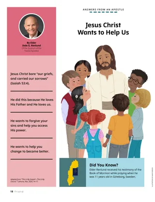 Page PDF with illustration of Jesus Christ with children around Him