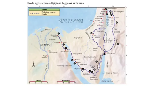 isang mapa ng ruta ng Israel mula sa Egipto hanggang Canaan
