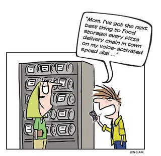 mother and son with food storage