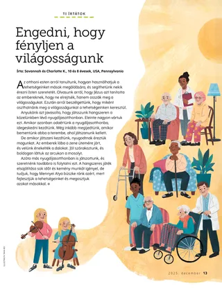 Oldal PDF-változata két nővérről, akik hegedűn és csellón játszanak a lakóknak egy nyugdíjasotthonban