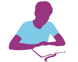 graphic of young man studying