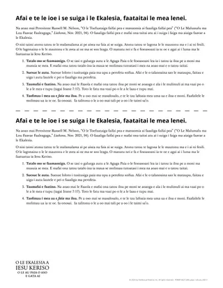 Pepa e tufa atu: Afai e te le ioe i se suiga i le Ekalesia, faataitai le mea lenei.