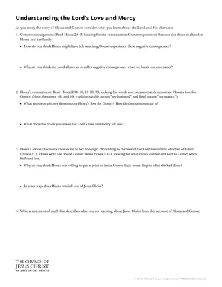 Understanding the Lord’s Love and Mercy handout