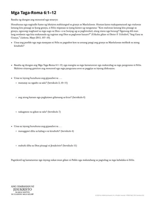 Mga Taga-Roma 6:1–12 nga handout