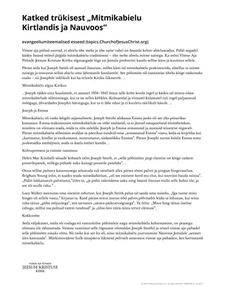 Katked trükisest „Mitmikabielu Kirtlandis ja Nauvoos”