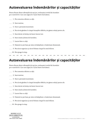 Autoevaluarea îndemânărilor și capacităților
