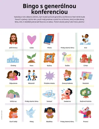 PDF strana s hracou plochou ilustrovaných ikoniek