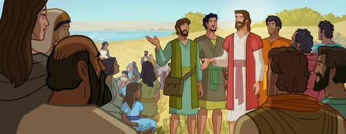 Jesus asks the Apostles to give the people something to eat.