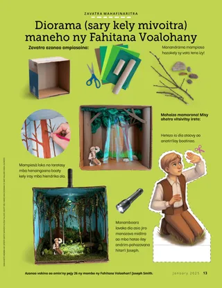 Sahanasa fanamboarana diorama (sary kely mivoitra) maneho ny Fahitana Voalohany