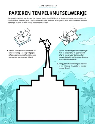 Pdf met activiteit: papieren knutselwerk van de tempel