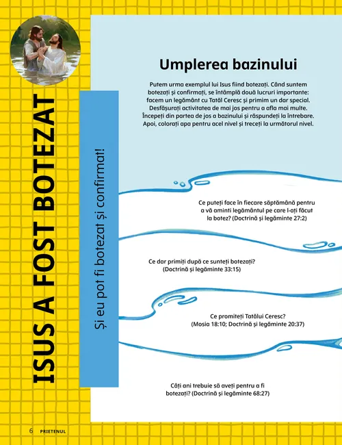 Pagină PDF de colorat cu o fată care este botezată.