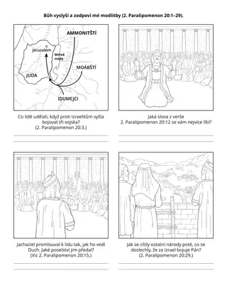 stránka s činností pro Primárky: Bůh vyslyší a zodpoví mé modlitby