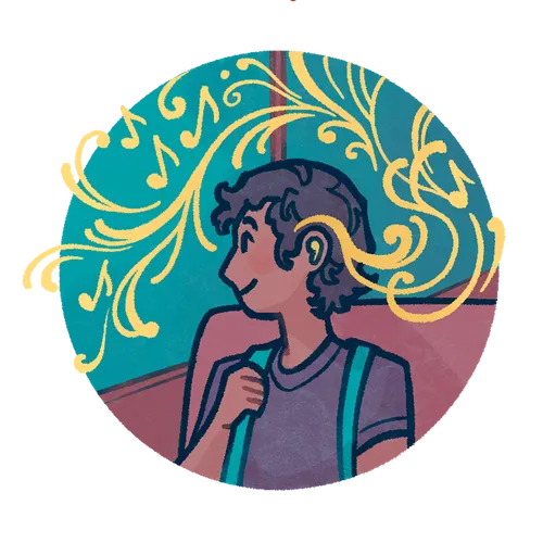 young man listening to music