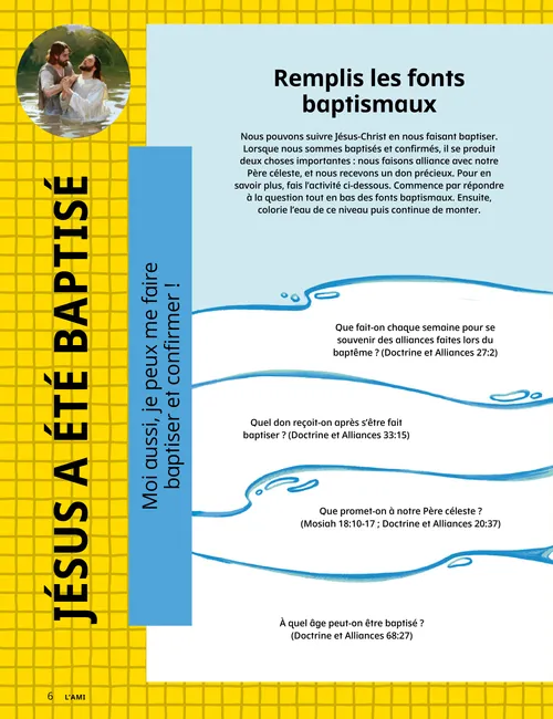 Coloriage d’une fille qui se fait baptiser, au format PDF