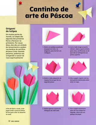 Página em PDF com a atividade do origami de tulipa