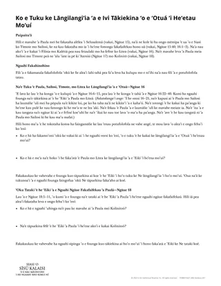 Laʻipepa tufa Ko hono Tuku ke Lāngilangiʻia e Ivi Tākiekina ʻo e ʻOtuá ʻi Heʻetau Moʻuí