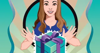 young woman with wrapped gift