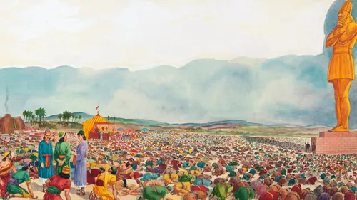 Shadrach, Meshach, and Abed-nego refuse to bow before King Nebuchadnezzar’s statue