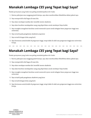 Manakah Lembaga <i>CES</i> yang Tepat bagi Saya?