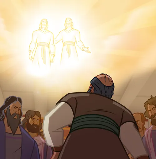 Stephen has a vision of Heavenly Father and Jesus Christ.