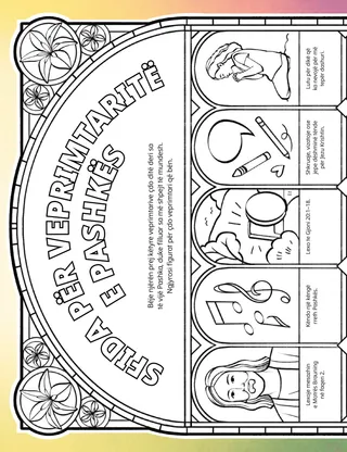 Veprimtaria në PDF me figura për të ngjyrosur, me tema për Pashkën