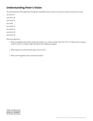 Handout: Understanding Peter’s Vision
