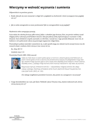 Wierzymy w wolność wyznania i sumienia