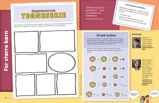PDF-side med en aktivitet til at lave en slægtshistorisk tegneserie og en kodeaktivitet om tiende