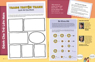 Trang PDF với một sinh hoạt để làm truyện tranh về lịch sử gia đình, và một sinh hoạt mã số về tiền thập phân