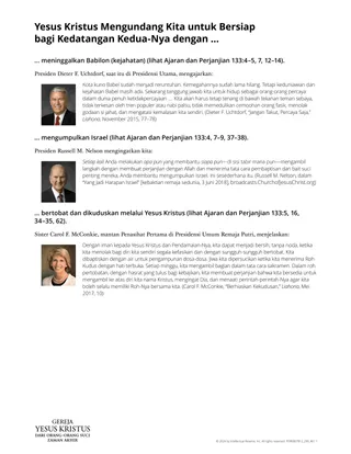 Yesus Kristus Mengundang Kita untuk Bersiap bagi Kedatangan Kedua-Nya dengan …