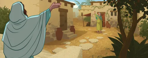 Mary visiting her cousin Elisabeth.