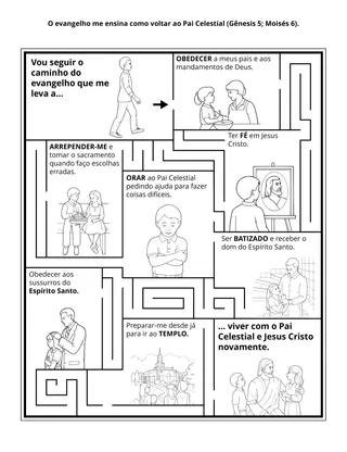Página de atividades da Primária: O evangelho me ensina como voltar ao Pai Celestial
