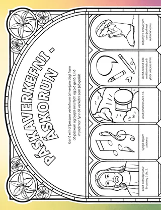 PDF-verkefni með myndum til að lita páskaþema.