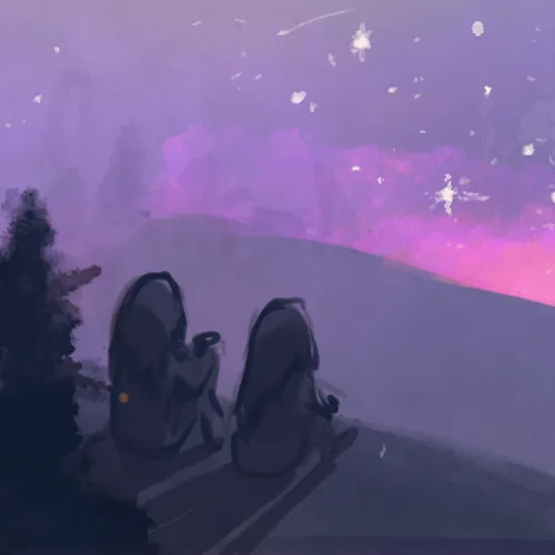 young woman stargazing
