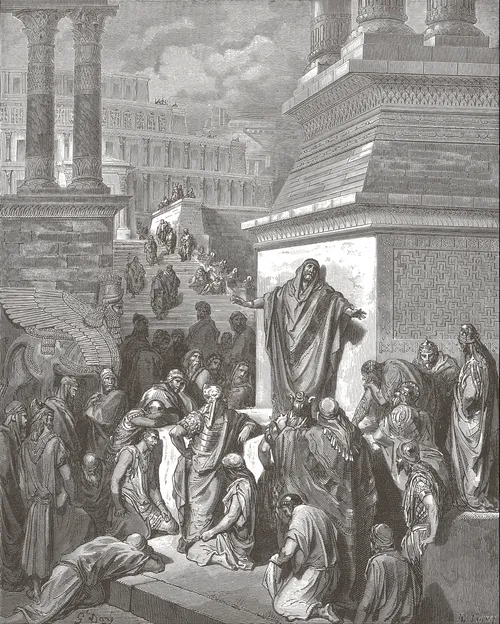 Jonah preaching in Nineveh