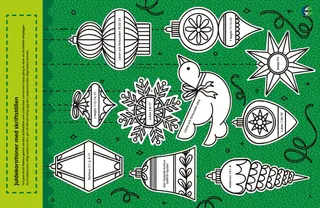 Pdf-sida med juldekorationer att klippa ut och färglägga.