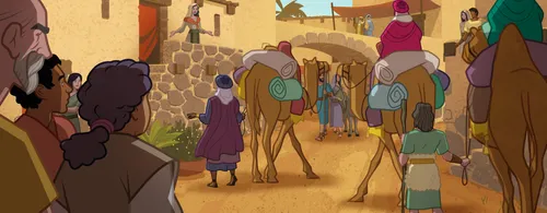 The wise men looking for the Savior in Jerusalem.