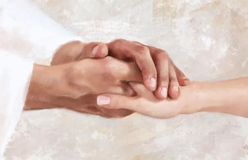 the Savior holding someone’s hand