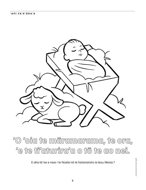 ’Api fa’a’ūra’a PDF nō te ’aiū ’o Iesu i roto i te fātene ’e te hō’ē ’ārenio.