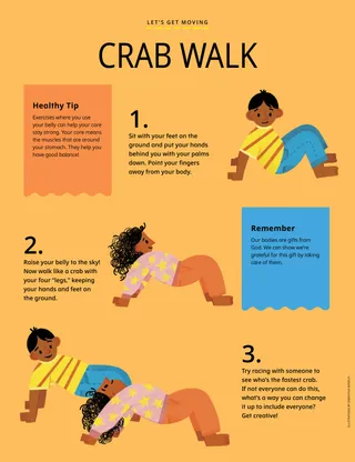 Page PDF of children walking like a crab on their hands and feet