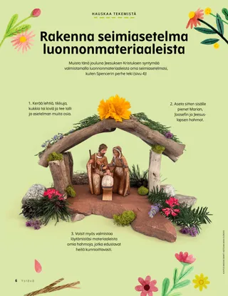PDF-sivu seimiasetelmasta, joka on rakennettu luonnosta löydetyistä materiaaleista