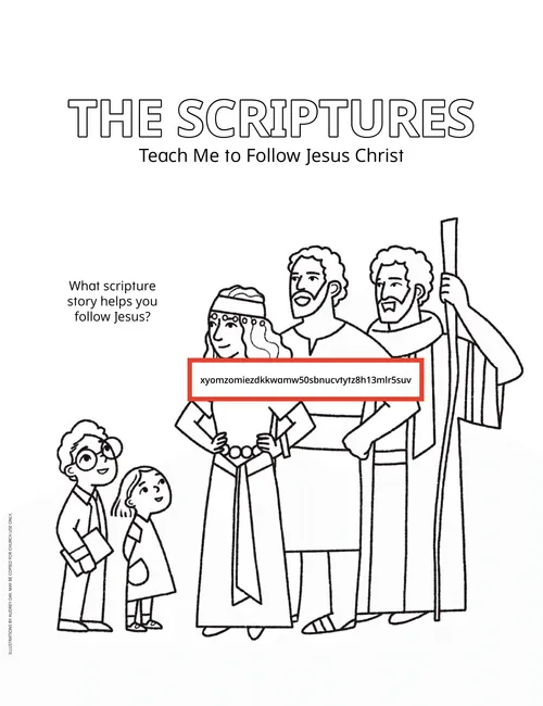 Coloring page PDF of two children looking at people from the scriptures